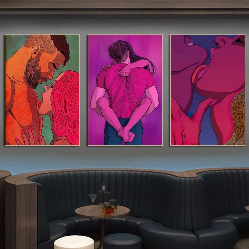 لوحة قماشية للنساء والرجال العراة ، حبيب تجريدي ، جسم عارية ، ملصقات ومطبوعات جنسية ، فن جداري ، صور للمنزل ، ديكور للسرير والغرفة #4