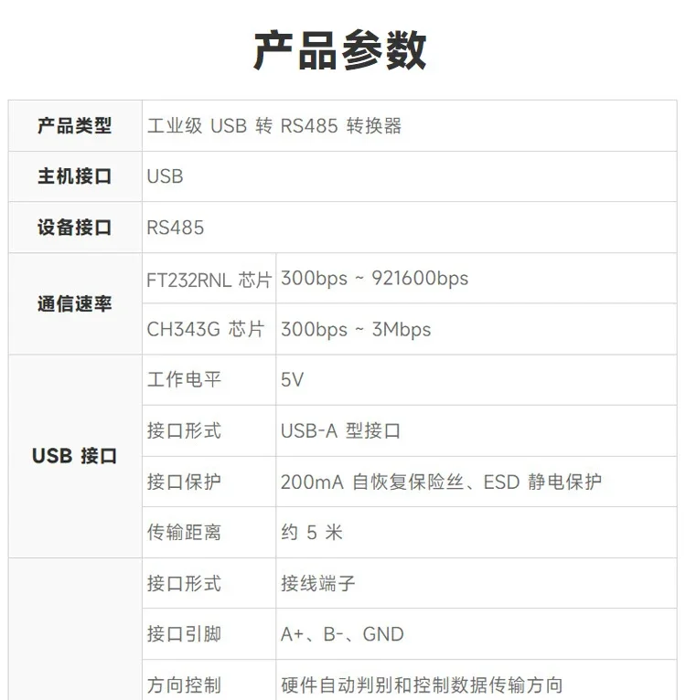 Convertitore seriale industriale da USB a RS485 Modulo di comunicazione RS485 FT232RNL/CH343G
