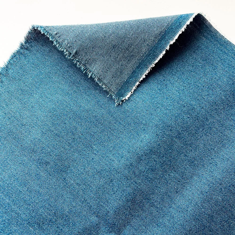 145cm Cotton Denim Fabric Blue Washed Micro Elastic Breathable per Yard for Shirt Apparel Bags Cushion Quilting Sewing Supplies