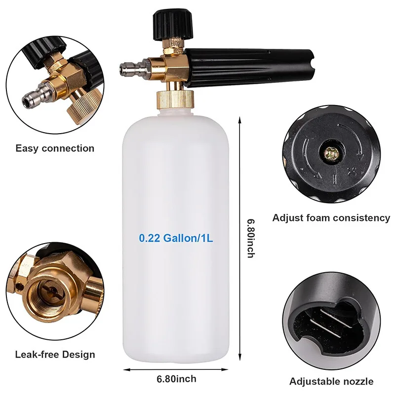 1L Home  Cleaning Foam Gun Connector Adjustable High Pressure Soap Foamer Car Wash Pressure Washers Soap Foam Generator