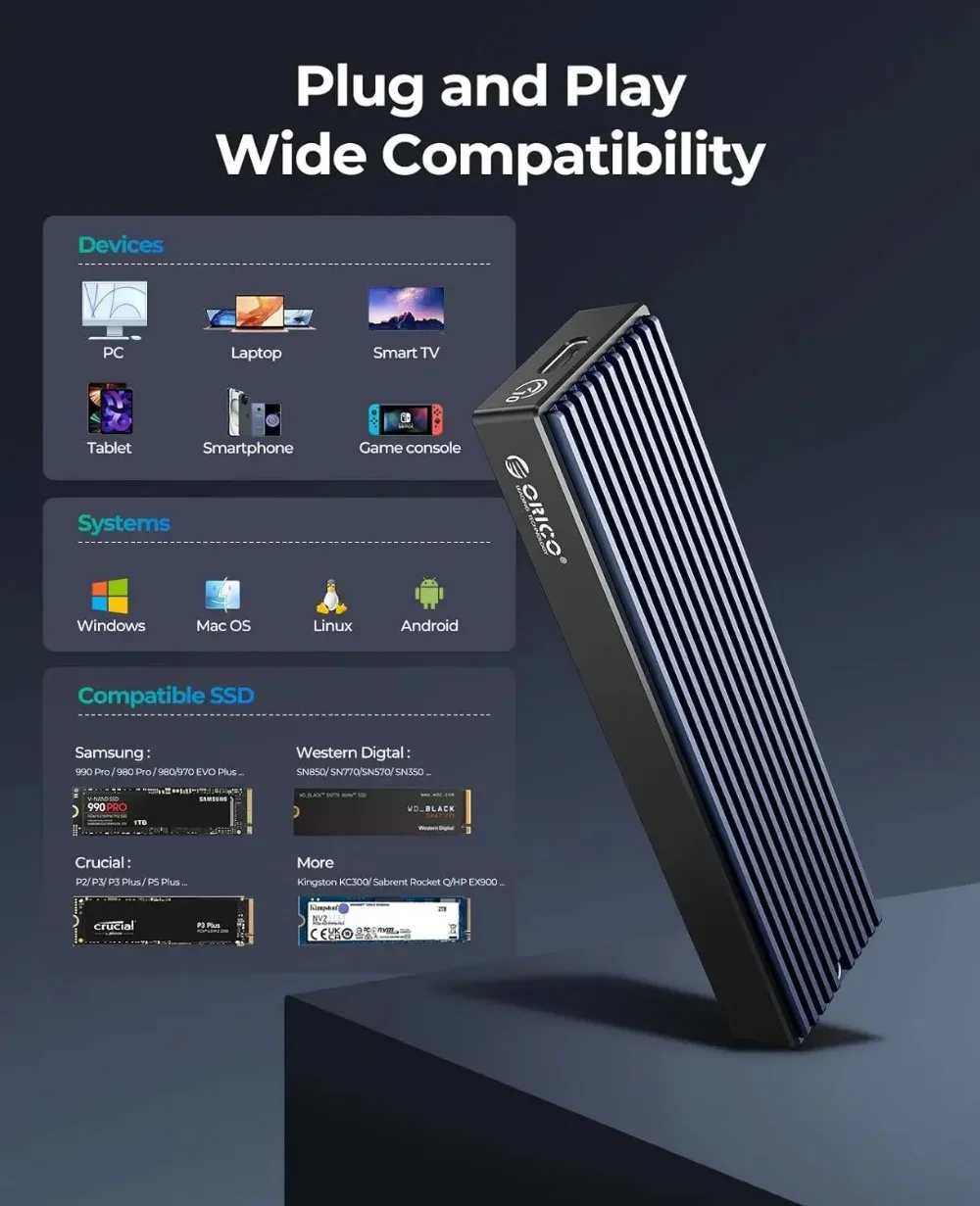 オリコ M.2 SATA NVMe エンクロージャ USB タイプ C Gen2 10Gbps PCIe 外部 SSD ケース M.2 SATA NGFF エンクロージャハードドライブディスク PC ケース用