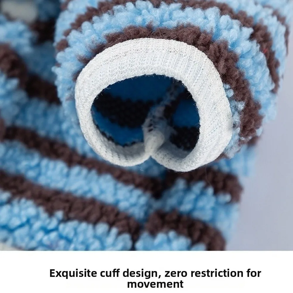 

Elastic Polar Fleece Dog Striped Hoodie Thick Warm Breathable Dog Pullover Windproof Comfortable Pet Overalls Casual Wear