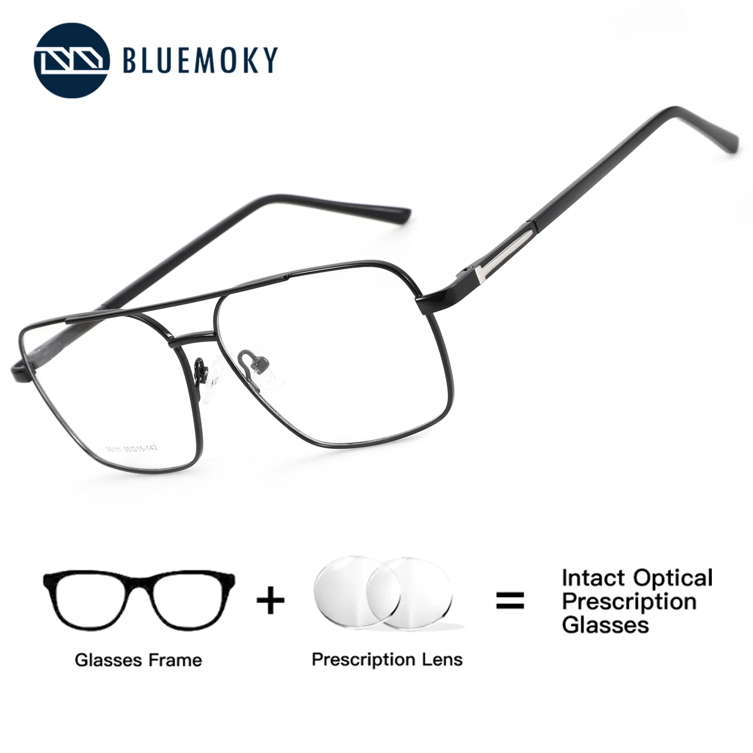 

BLUEMOKY Mens Pilot Metal Prescription Glasses Anti Blue Light Correction Eyeglasses Photochromic Progressive Multifocal Lenses