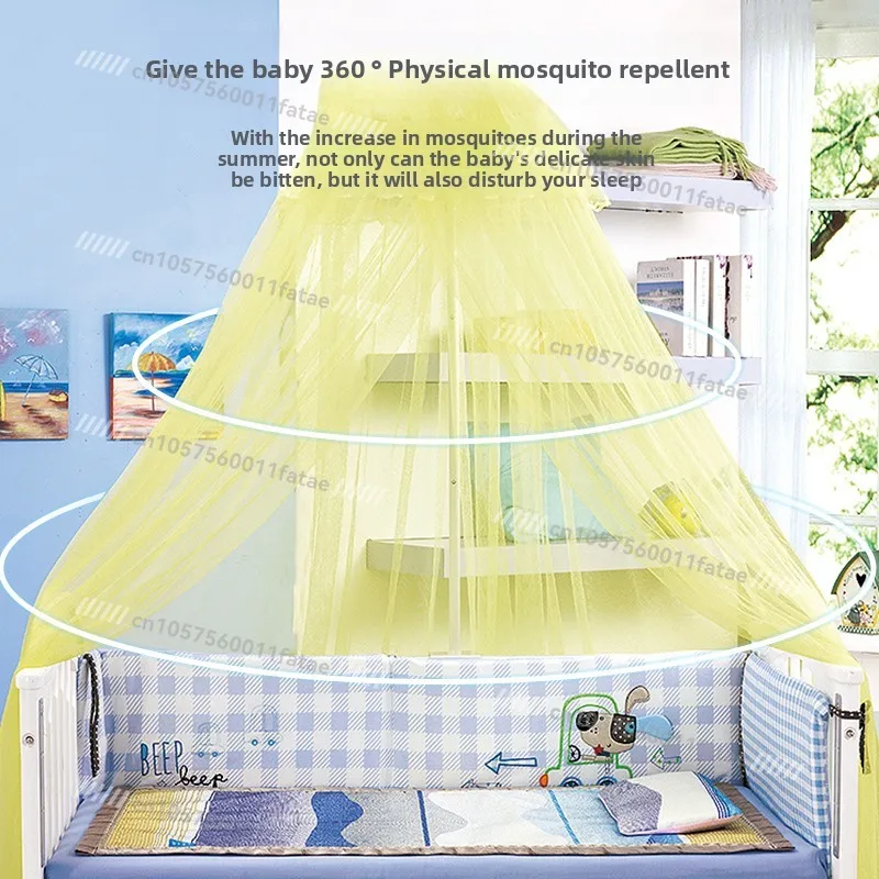 Crib Mosquito Net Full Cover Universal with Bracket Rod No Punching Mosquito Net Cover Newborn Baby Princess Wind Mosquito