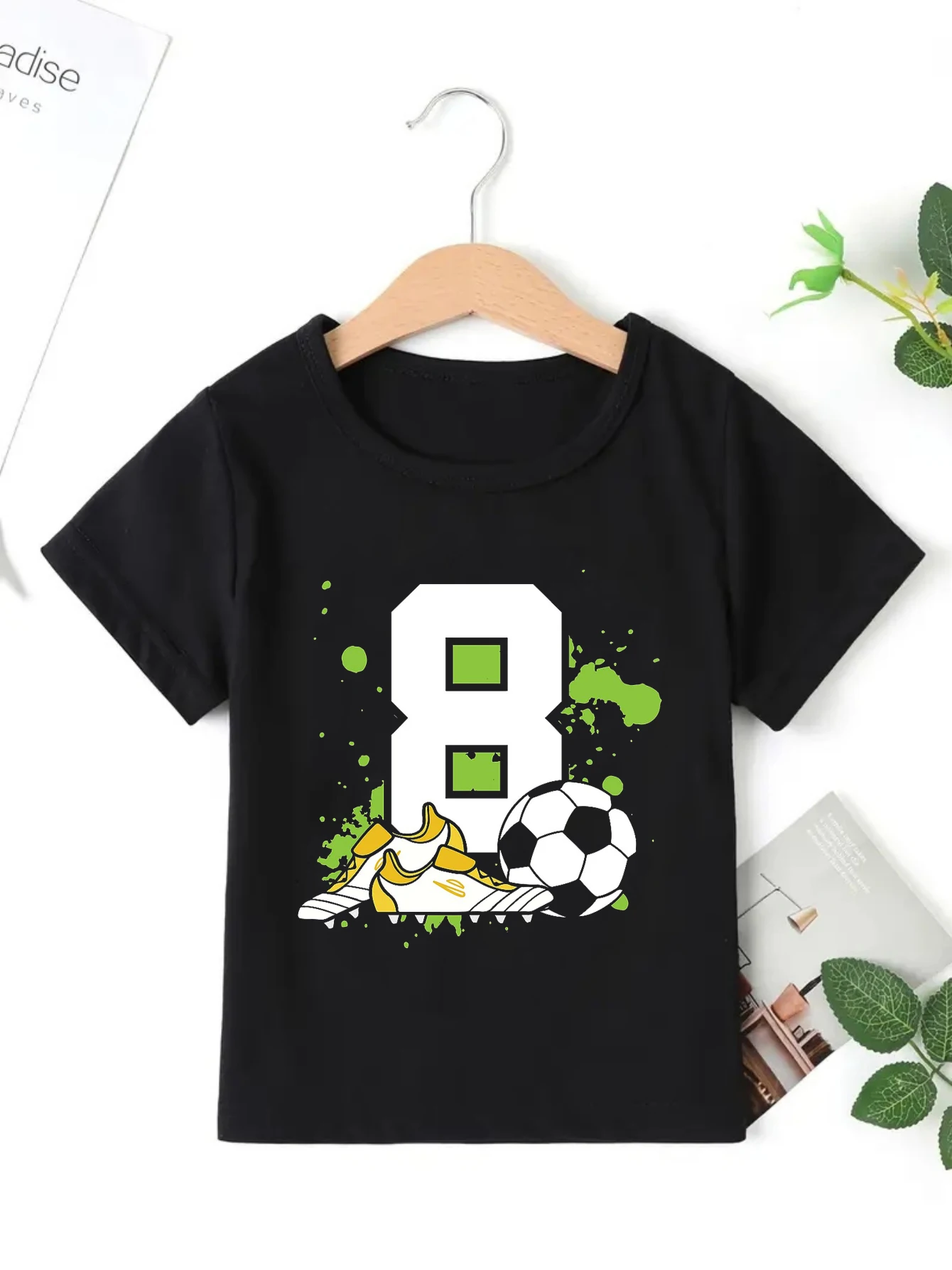 7th 8th 9th Birthday Gift Soccer Shoes Printed T Shirt Boys Birthday Party Outdoor Sports Gathering T-Shirt Funny Kids Clothes