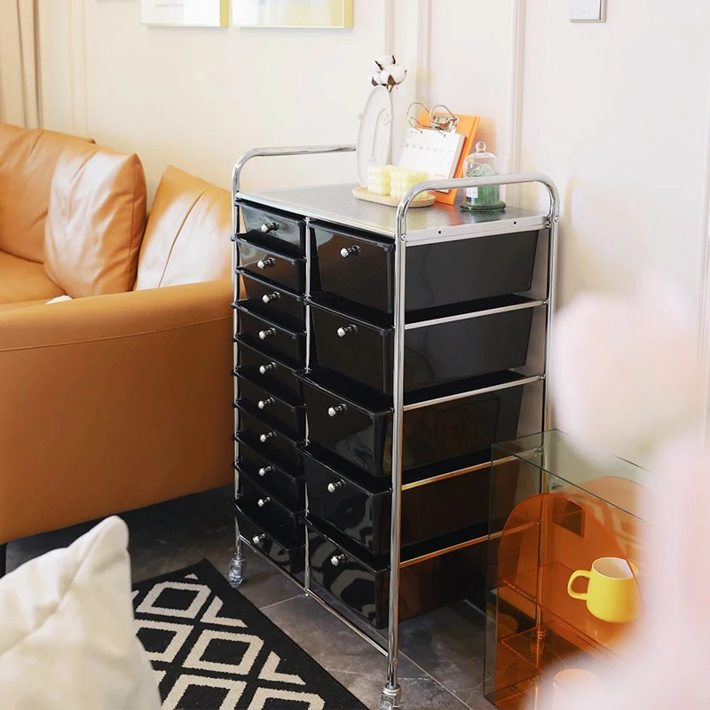 

Mobile drawer storage cabinet Living room multi-layer plastic cabinet Snacks sundries Cosmetics Locker Shelf Cart