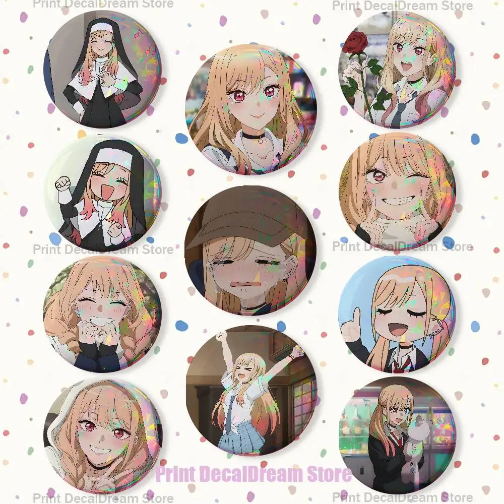 

K-Kitagawa Marin Anime Badges Creative Tinplate Button Pins Brooch Creative Quotes Badge Clothes Backpack Jewelry Gift