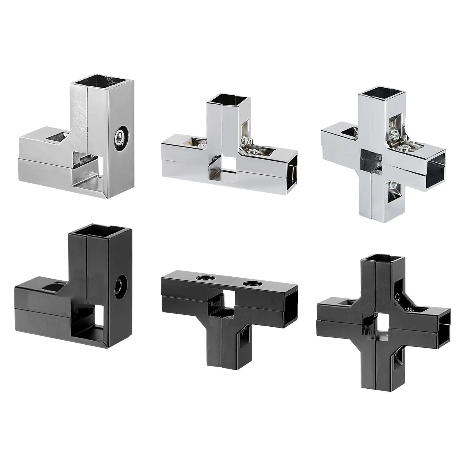 Heavy Duty Square Tube Connector Aluminum Alloy Fitting for 25mm 1 Inch Frame Shelf Guardrail Exhibition Stand