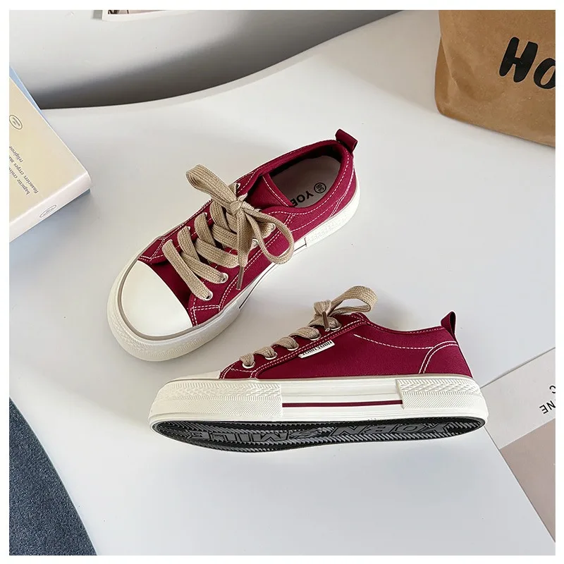 Women's Casual Canvas Shoes Flat Solid Colour Student Sneakers_voghion.com