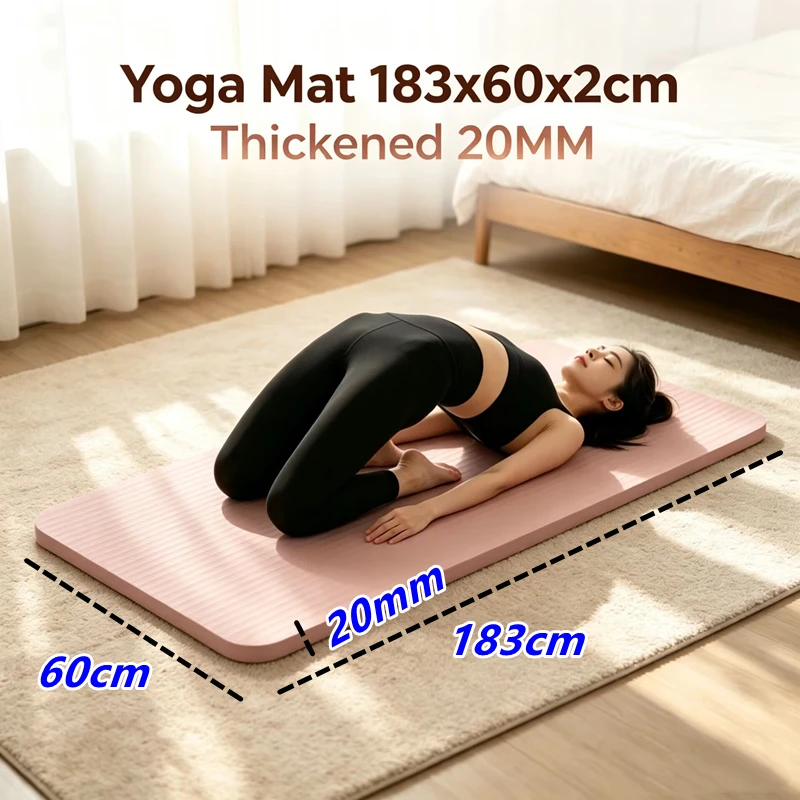 20mm厚のヨガマット-183x60cm-滑り止め-エコフレンドリー-フォーム-ワークアウトマット-ピラティス-ジム-トレーニング用-ポータブル-エクササイズマット-滑り止め
