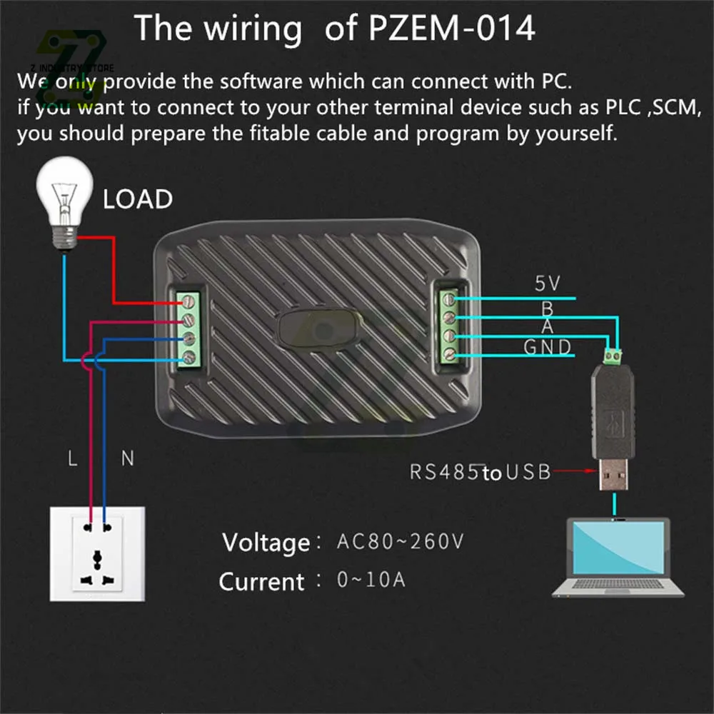 PZEM-014 PZEM-016 Voltmeter Ammeter RS485 Modbus Voltage Current Power Energy Meter Electric Watt Meter