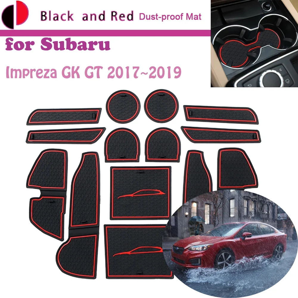 

Rubber Door Groove Mat for Subaru Impreza GK GT 2017~2019 2018 Gate Storage Slot Coaster Dust-proof Anti-slip Car Sticker Auto