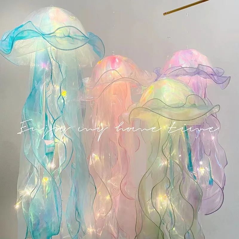 Jellyfish Lamp Portable Flower Lamp Room Atmosphere Decoration LampBedroom Night Lamp Home Decoration Glowing Jellyfish Lamp Toy