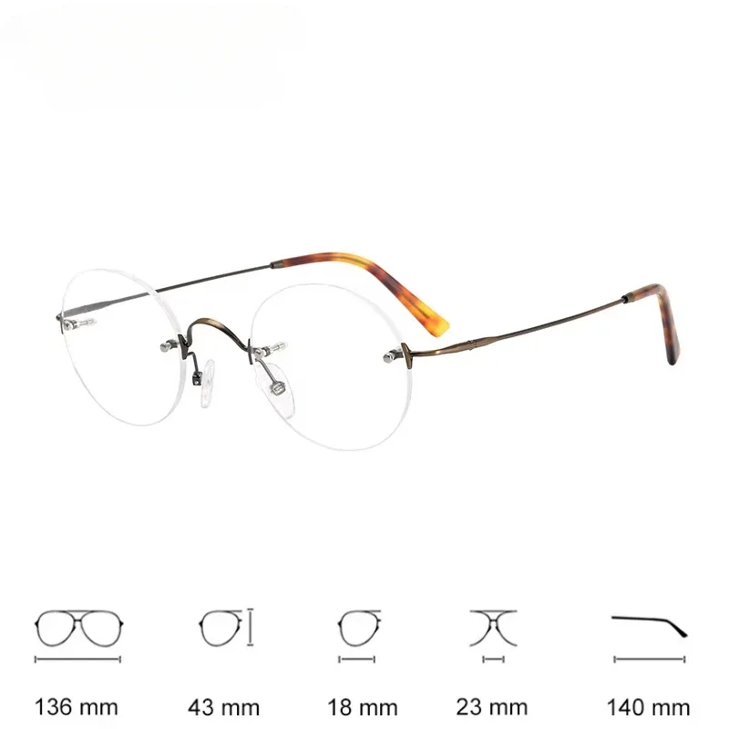 

Titanium Rimless Eyeglasses Steve Jobs Men's Oval Round Eyewear RX Prescription Optical Lightweight Glasses Frame