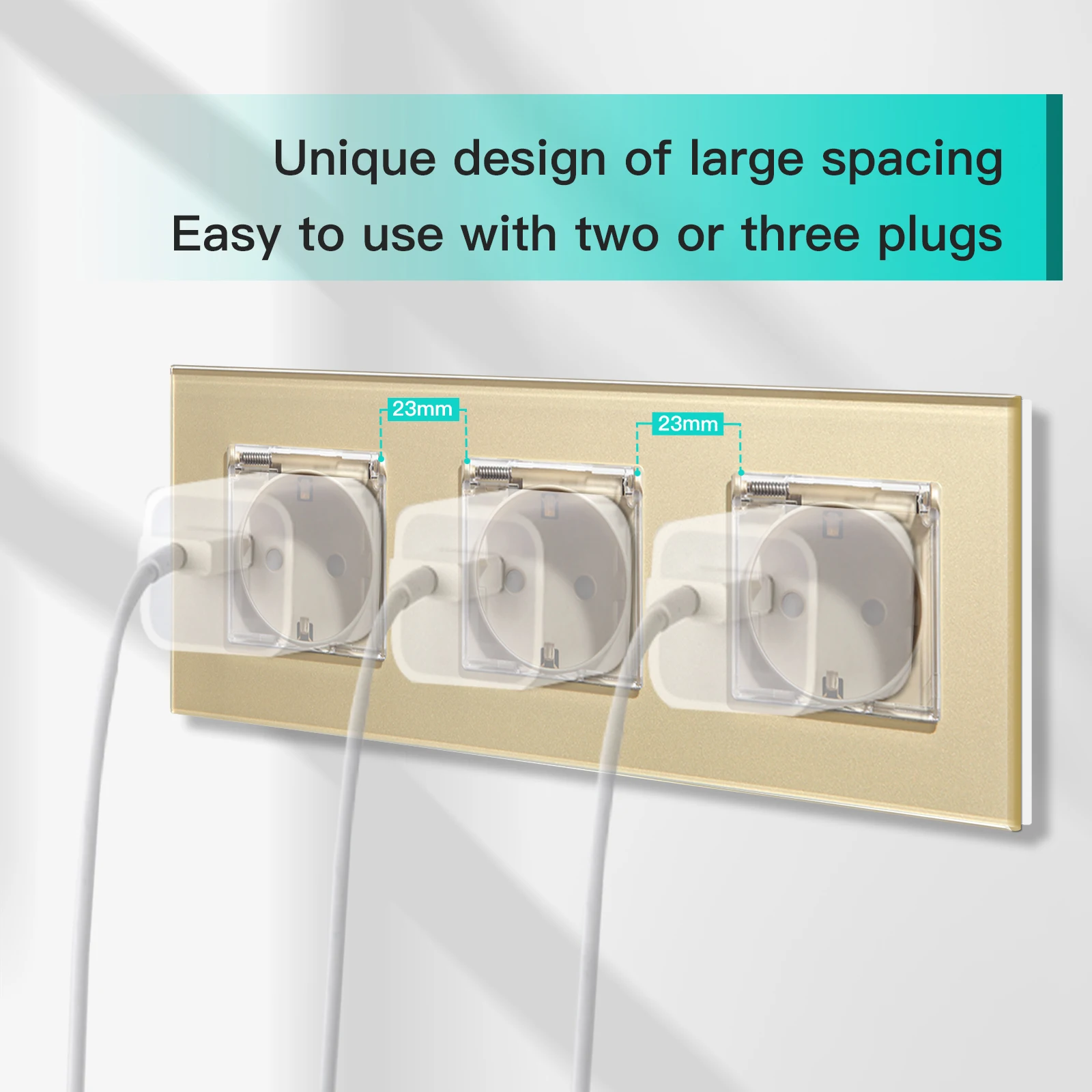 BSEED-enchufe de pared eléctrico Triple, Panel de cristal, 16A, resistente al agua, 3 colores, para exteriores, cocina y baño