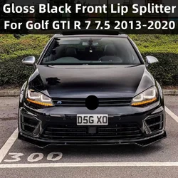 Gloss Black Front Bumper Splitter Lip Aero Kit For Volkswagen Golf 7 7.5 GTI GTD R R-Line 2013-2020