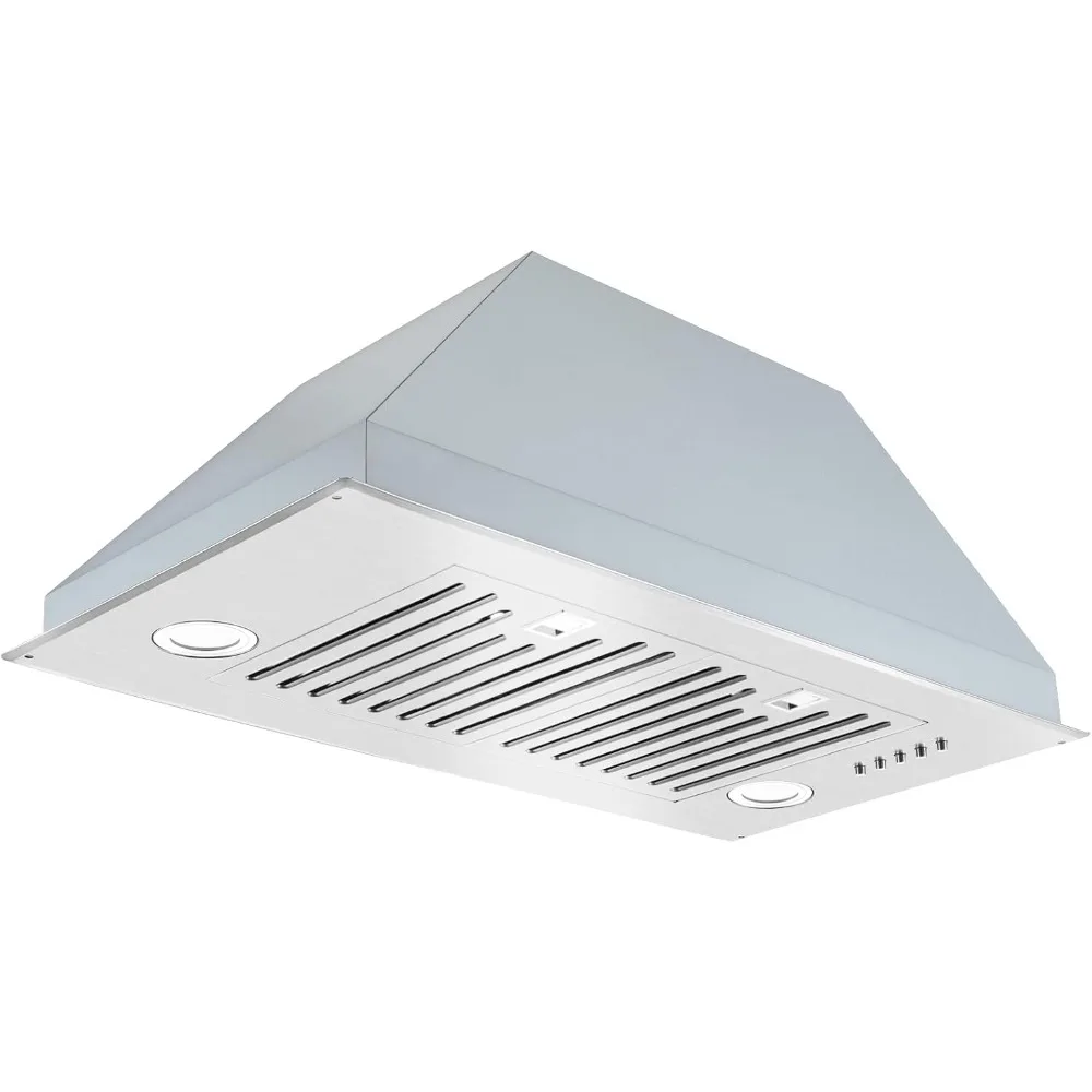 Range Hood Insert 30 Inch 600 CFM Stainless Steel, Extra Slim Board Built-in Kitchen Ventilation Fan, With Baffle Filters