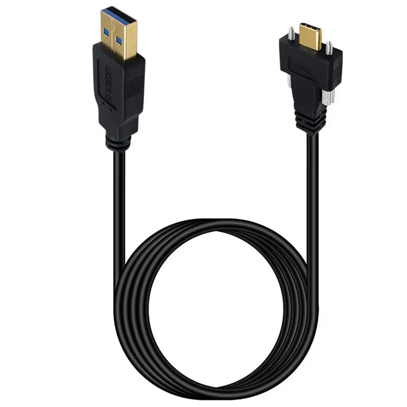 مطلي بالذهب USB3.1 Type-C ذكر إلى USB3.0 ذكر الكوع مع المسمار كابل توصيل البيانات لوحة قفل الكاميرا الصناعية #3