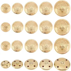 50pcs Metal Blazer Button Set Emblem Crest Vintage Shank Buttons 15mm 18mm 23mm 25mm 30mm for Blazer Suits Coat Uniform and