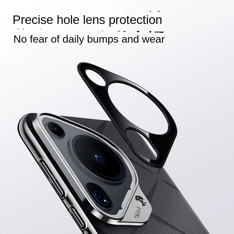 Luxury Plain Leather + Camera Lens Protection Case For Huawei Pura 70 Ultra Pura 70 Pro P60 Pro P60 Hard Slim Good Texture Cover