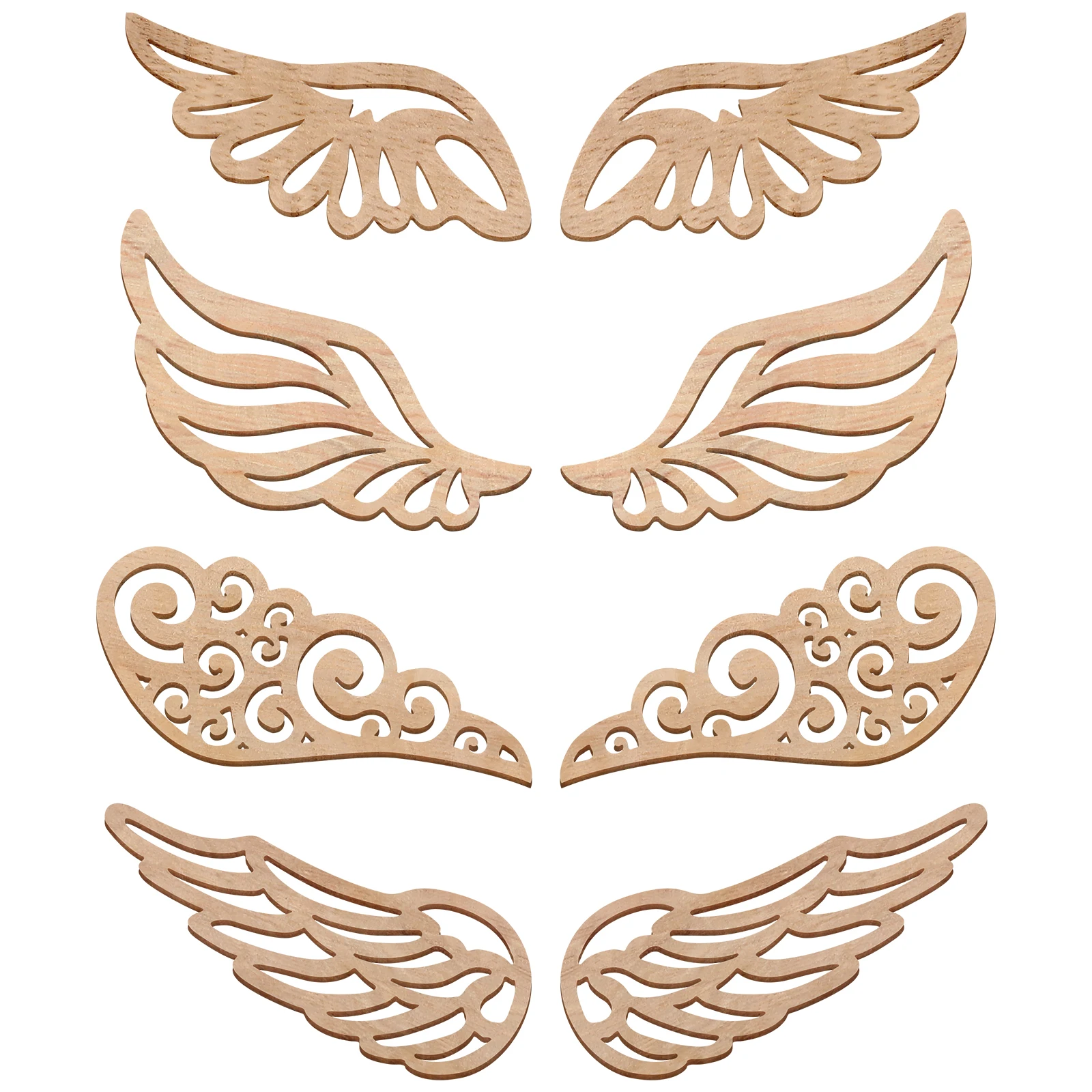 

80 Pcs Wood Chip Patch Angel Wings Unfinished Slices Ornaments for Crafts Decor Wooden Plates Pieces DIY Design