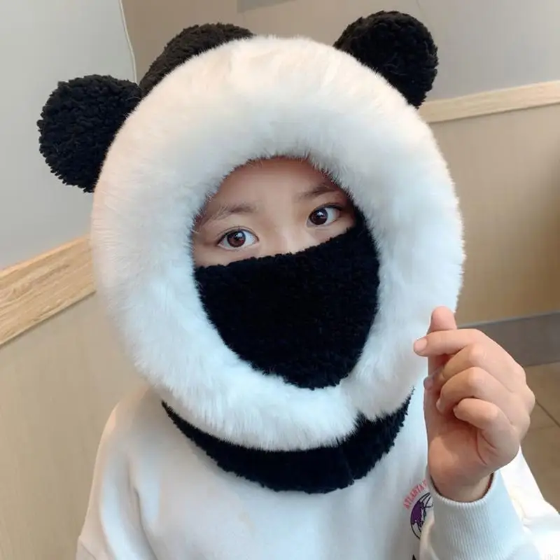 

Thicken Comfortable Bubble Fleece Thicken Hat with Mask and Scarf Women's Winter Neck Protector Cold-proof Face Cap