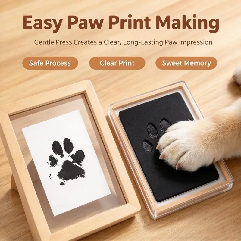 Pet Paw Print Commemorative Ink Pad，Dog or Cat Pet Owner Keepsake，DIY Inkless Handprints and Pet Pawprint Impression Making Kit