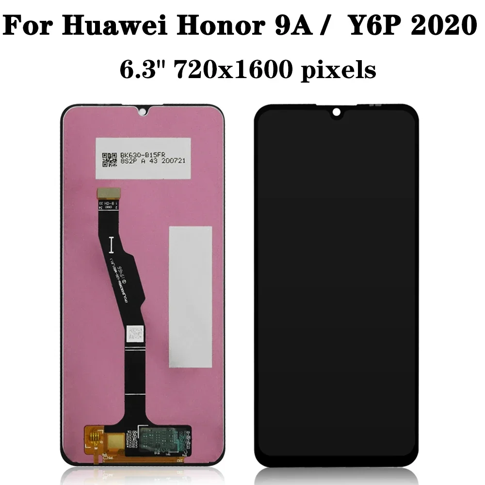 6.3\'\' AAA+ For Huawei Y6P 2020 LCD MED-LX9 Display Touch Screen Digitizer Replacement for Huawei Y6P MED-LX9N LCD Frame