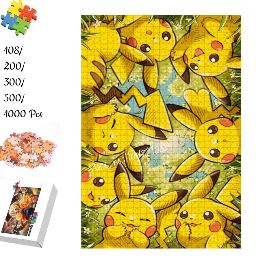 

Pokemon Pikachu Cute Group Jigsaw Puzzle 108 200 300 500 1000 Pieces Anime Toys for Adults Kids Home Decoration Family Game Gift