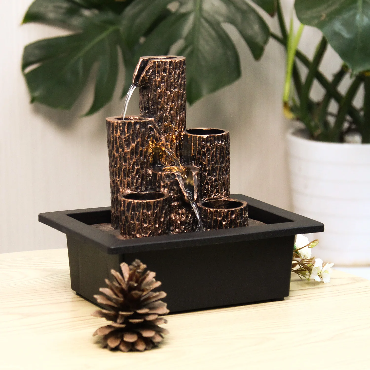 New Table Waterfall Fountain Feng Shui Water Fountain Indoor Ornaments Resin Handicrafts Office Home Decor Gifts Drop Shipping