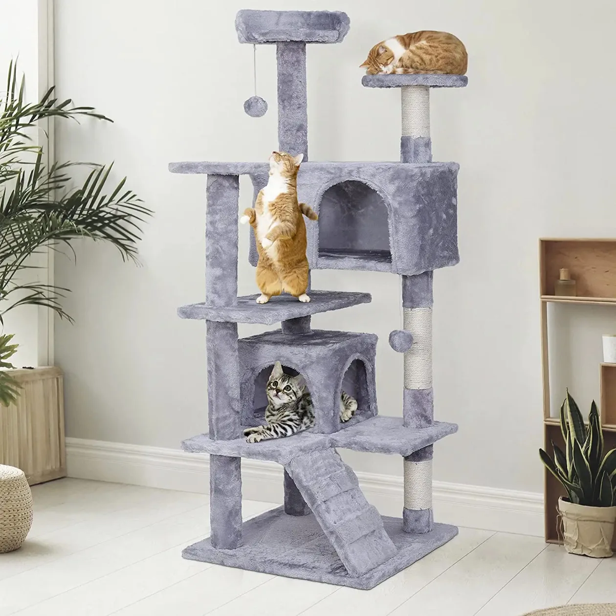 Cat Tree Tower with Sisal Scratching Posts Cozy Cat Condo House Activity Center for Kittens  Sturdy Indoor