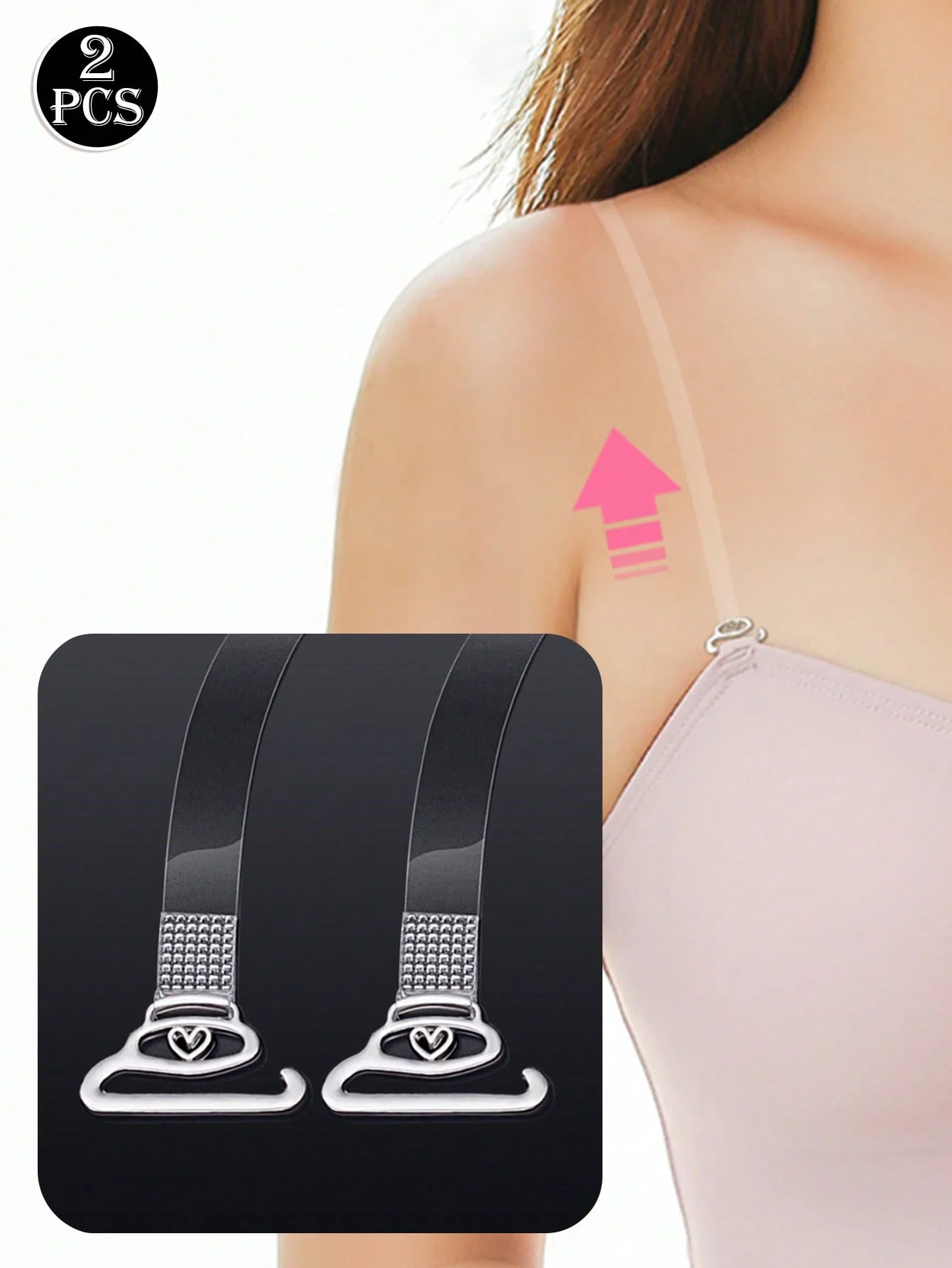 2pcs/set Women's Transparent Invisible Anti-slip Bra Straps, Thin Shoulder Straps Underwear Accessories