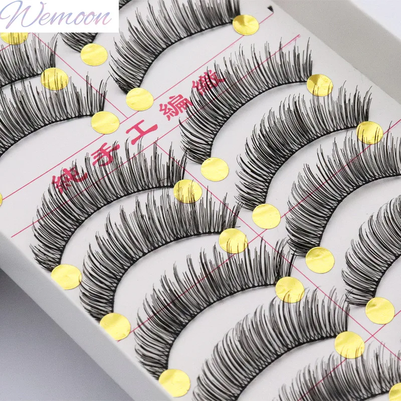 Red Taiwan False Eyelashes 10 Pairs Cotton Thread Soft Stalk Natural Thick Stage Performance Upper Fake Eye Lash Extension