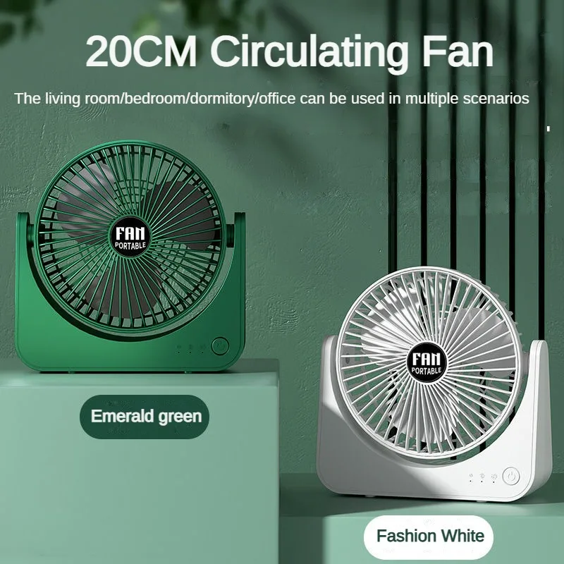 Silent Desktop Electric Fan 270° Rotation 3 Speed Wind Home Office USB Charging Portable Air Cooling Summer 20cm Circulating Fan