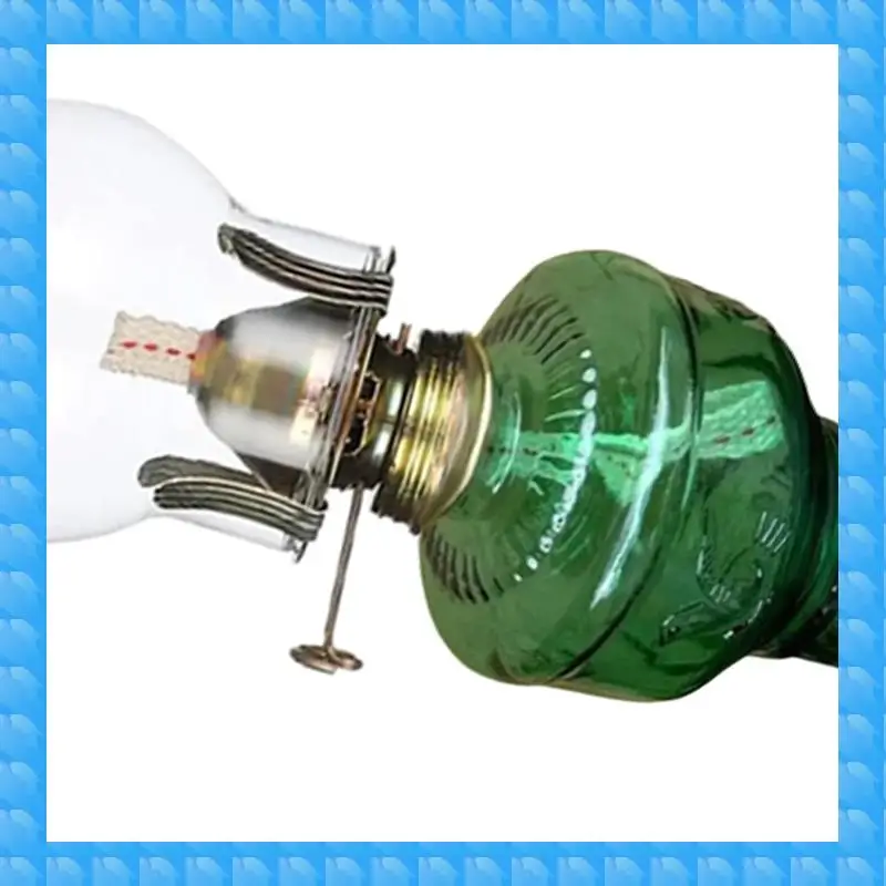 ETRT 2X Rustic Oil Lamp Vintage Glass Coal Lamp Oil Lamps For Indoor Use Home Decor Lighting Oil Lantern Green
