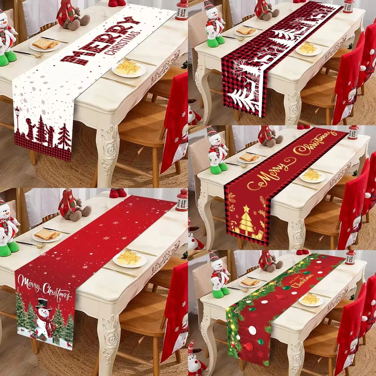 Qinqin-Natal Mesa Runner, Feliz Natal Decoração para Casa