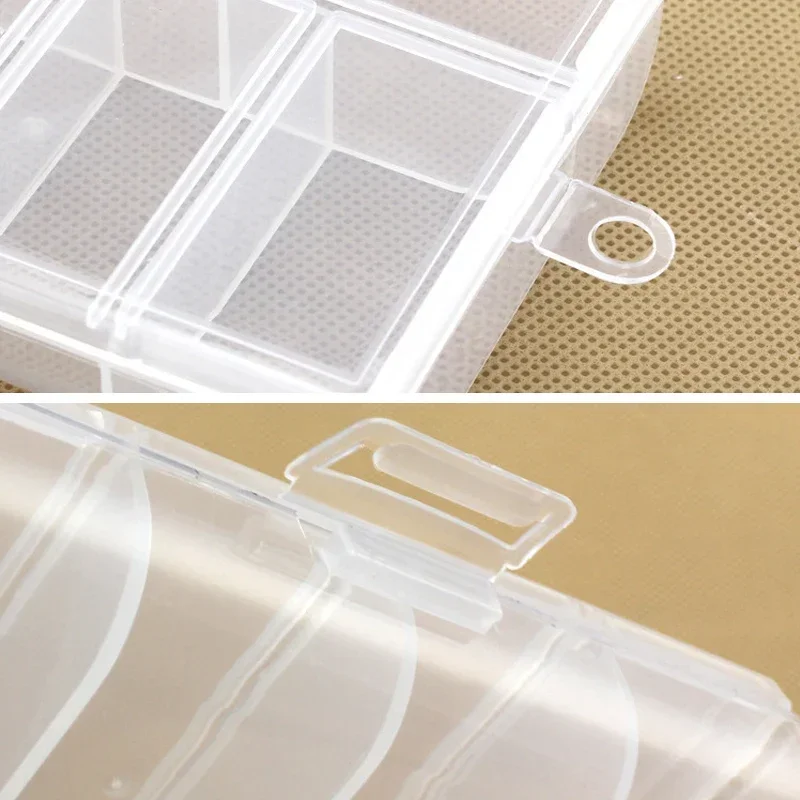 1PC 6 Grid Plastic Tool Box Transparent Storage Boxes For Jewelry Jade Electronic Components Parts Classification Container