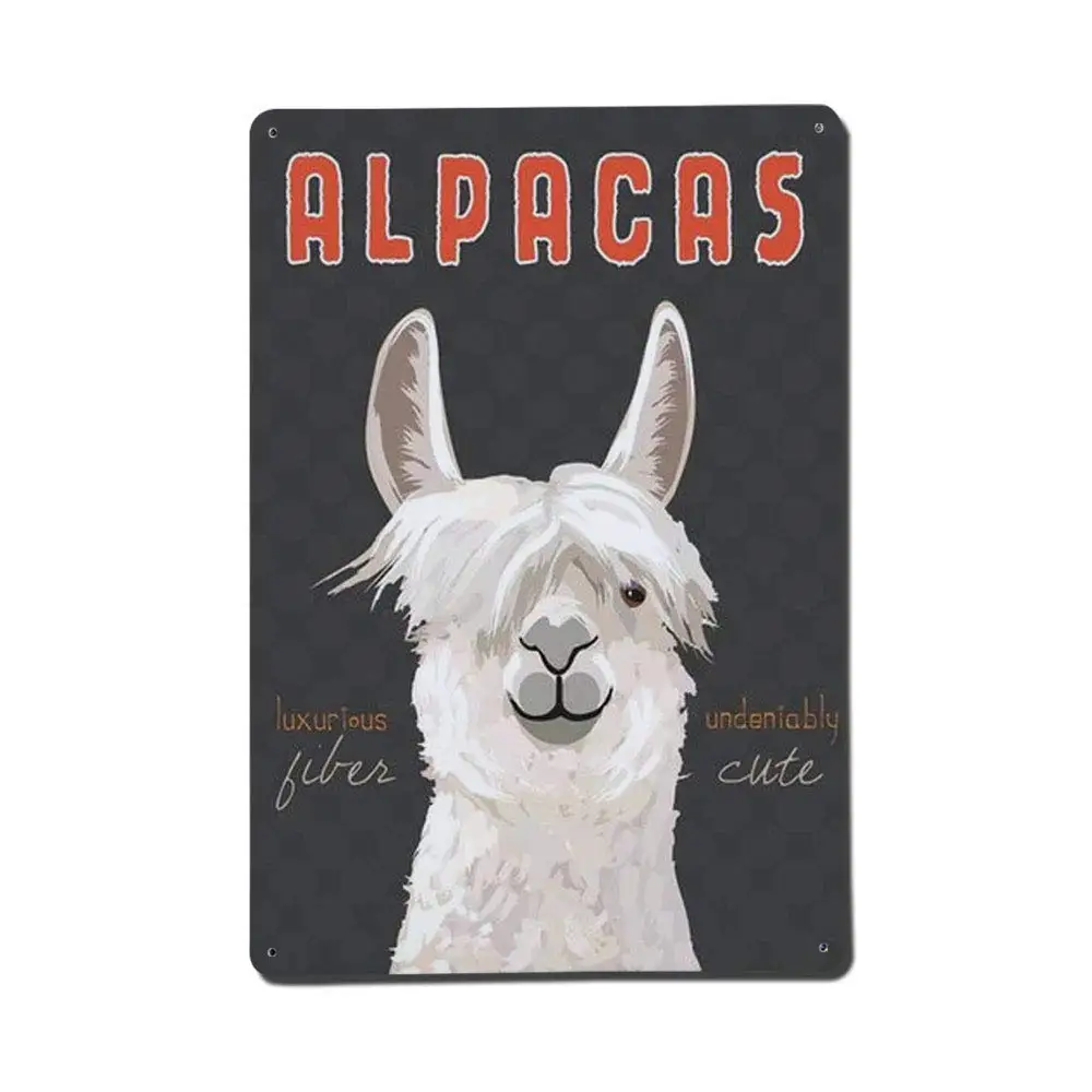 Isaric Tin Sign Metal Sign - Alpacas - 8 x 12 Inches