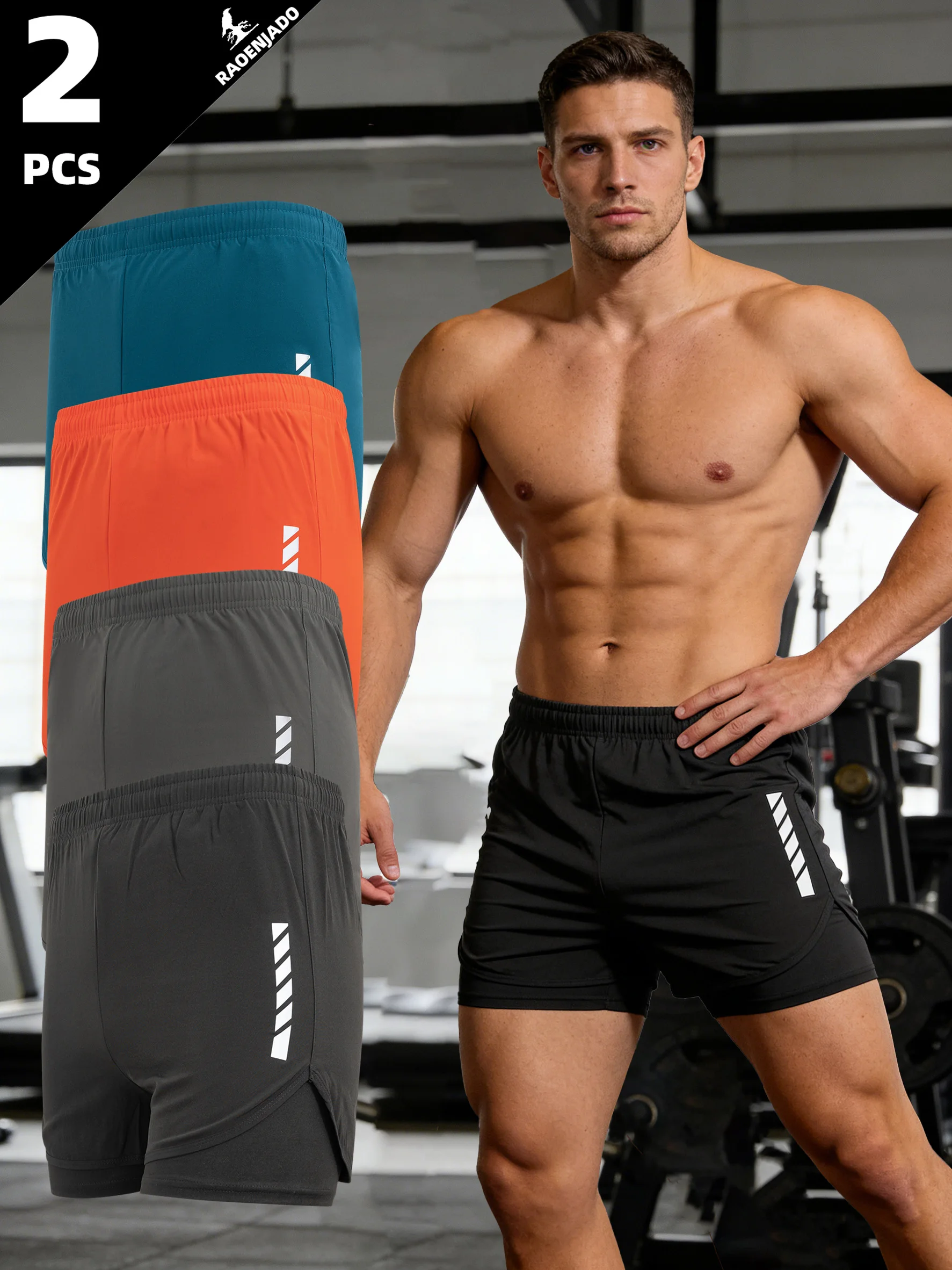 

Men's 2-in-1 Athletic Shorts Summer Quick-drying Lightweight Breathable Shorts Zippered Pockets Pants for Gym Fitness Jogging