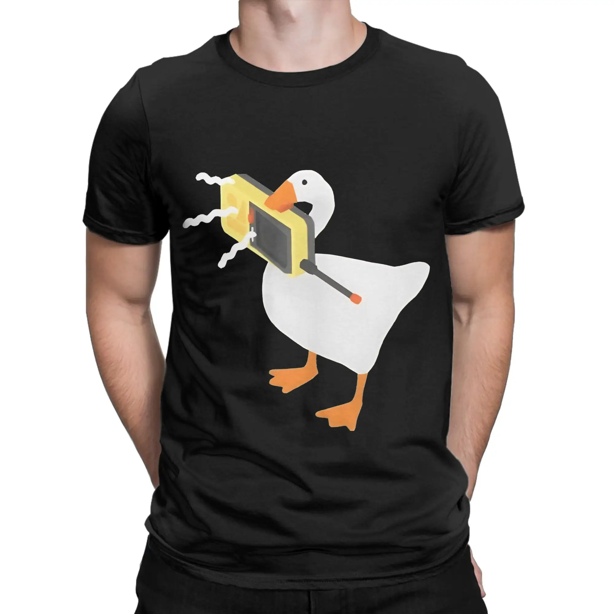 untitled goose game Funny 100% Cotton T-Shirt Untitled Goose Game Tops Tees For Men