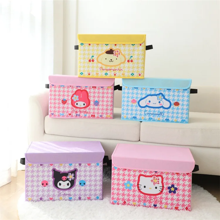 

Sanrio Kawaii My Melody Cinnamoroll Kuromi Anime Large Foldable Storage Box Toy Square Bedroom Clothes Organizer Sundries Basket