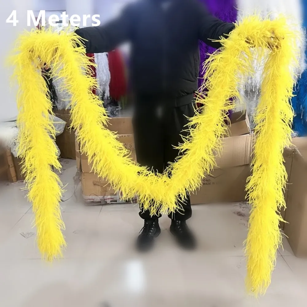4 Meters Natural Ostrich feathers Boa Shawl for Party wedding Dress Sewing Accessory 2 3 6 8 10Ply Fluffy Ostrich plumes Scarf