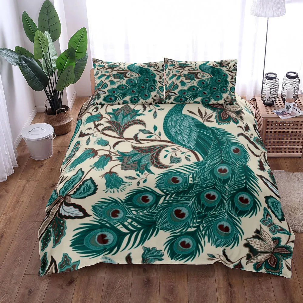 

Peacock Art Duvet Cover Set King Queen Double Full Twin Single Size Bed Linen Set