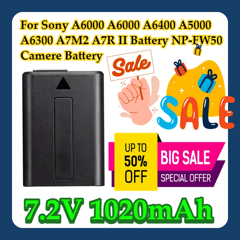 

For Sony A6000 Α6000 A6400 A5000 A6300 A7M2 A7R II Battery 7.2V 1020mAh NP-FW50 Camere Battery