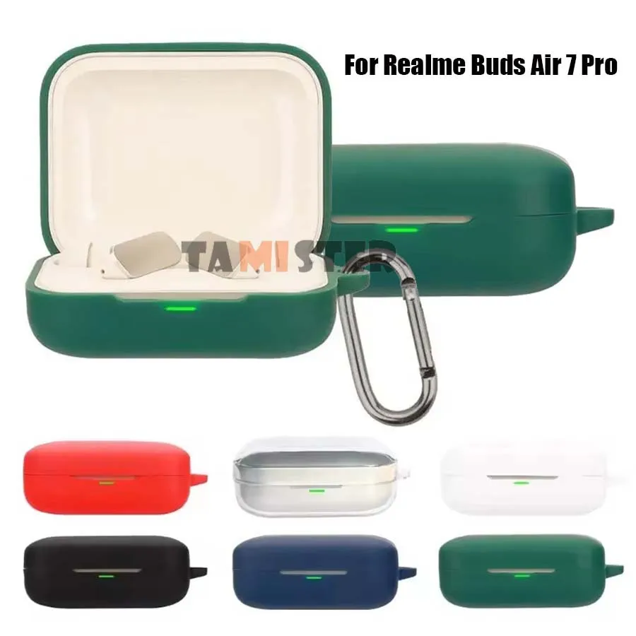 Capa de silicone para realme buds air 7 pro, protetor de fones de ouvido sem fio, à prova de choque, capa protetora com gancho