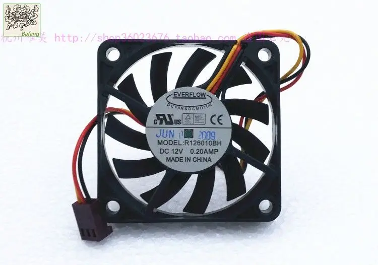 

jinlingge For EVERFLOW R126010BH 6010 6CM Ball bearing 3PIN 12V 0.20A cooling fan