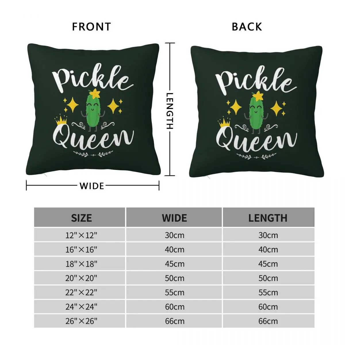 Cute Pickle Queen Square Pillowcase Polyester Linen Velvet Creative Zip Decorative Throw Pillow Case Home Cushion Cover 45x45