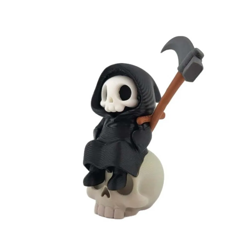 Ghost Desk Statue PLA Skeleton Figurine Chibi Black Grim Reaper Lightweight Detailed Halloween Miniature Bookshelf