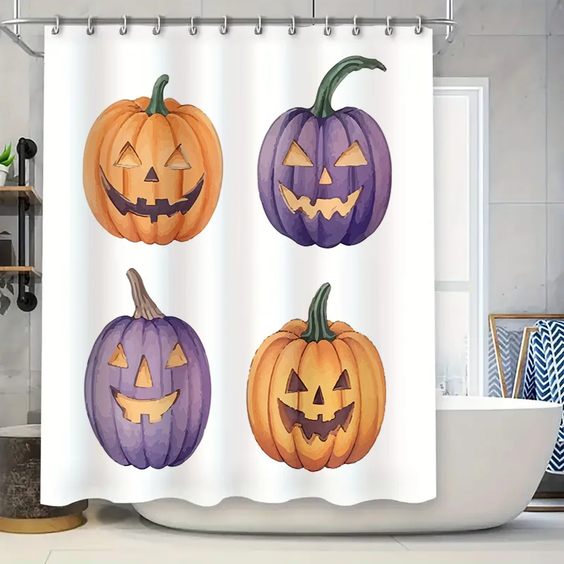 Juego de cortina de ducha de calabaza con temática de Halloween con diseños coloridos para decoración de baño ¡Compre ahora en AliExpress! Declara tu h