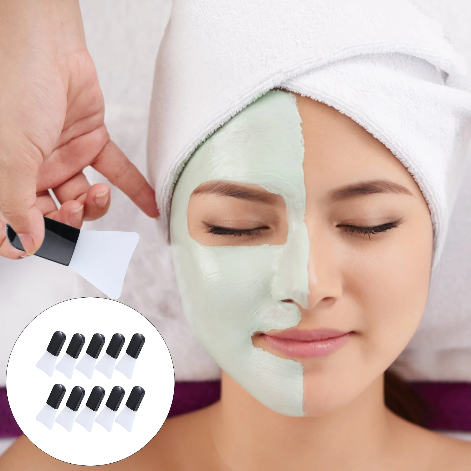 10 pezzi pennello per maschera trucco applicatore viso fondotinta manico in plastica forniture di bellezza strumento conveniente